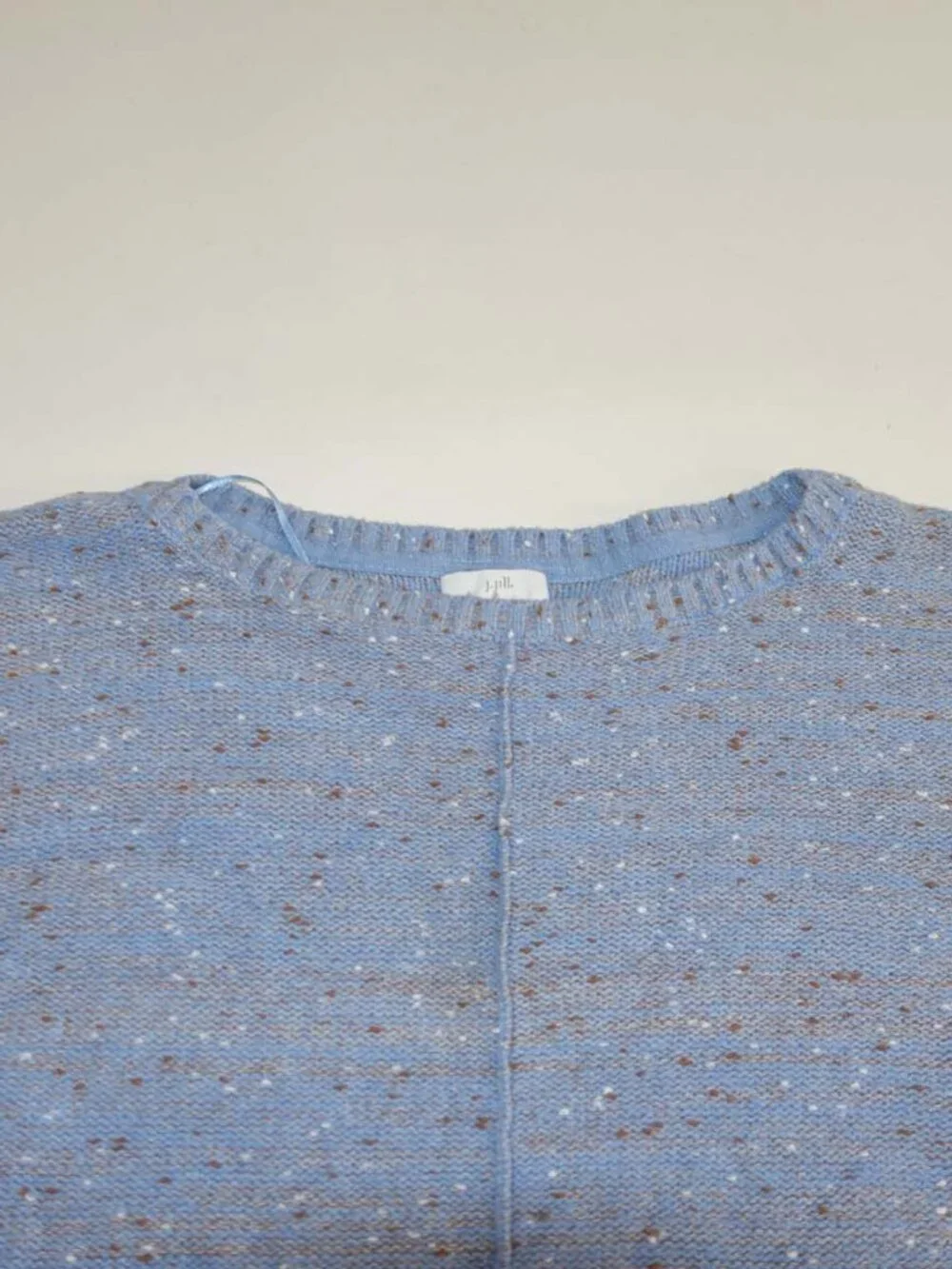 J. Jill Women's Crewneck Sweater Petite Size XS Speckled Blue Brown White Cotton